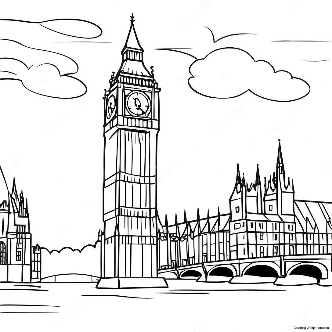 Big Ben At Sunset Coloring Page 40934