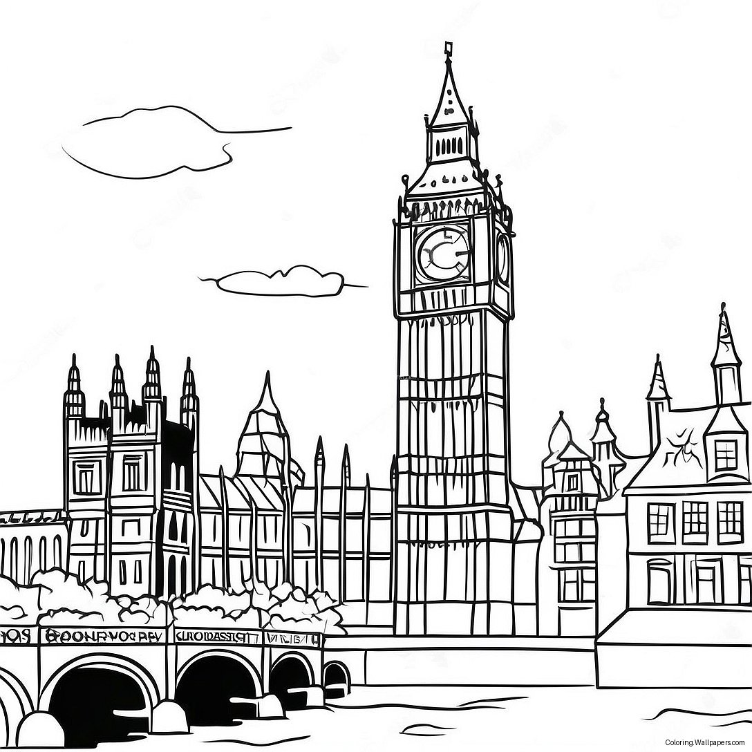 Big Ben Tower Coloring Page 32283