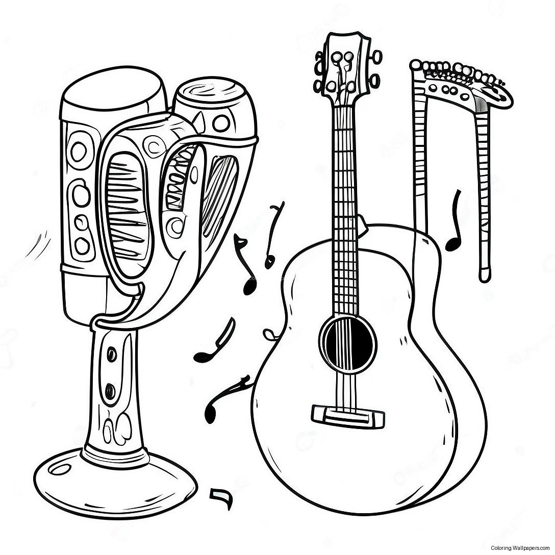 Big Block Singsong Musical Instruments Coloring Page 50793