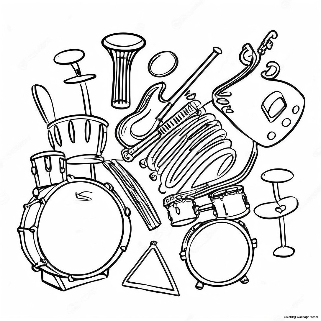 Big Block Singsong Musical Instruments Coloring Page 50795