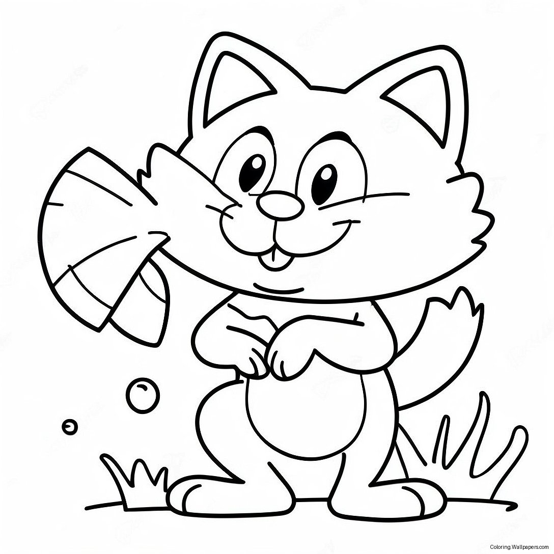 Big The Cat With Fish Coloring Page 34411