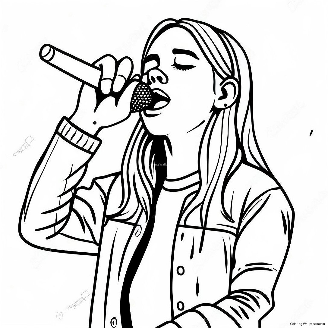 Billie Eilish Singing On Stage Coloring Page 2585