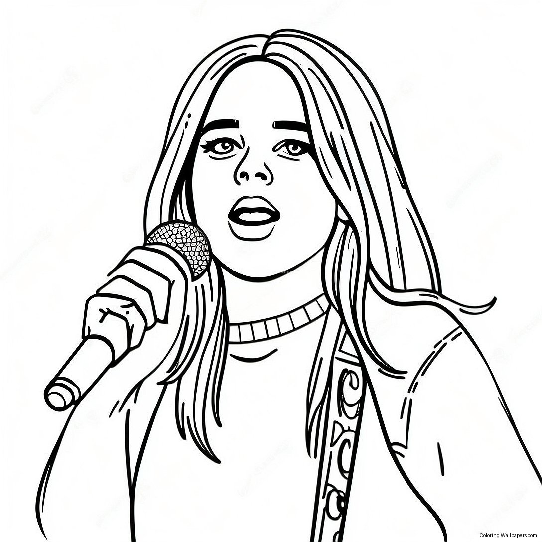 Billie Eilish Singing On Stage Coloring Page 2586