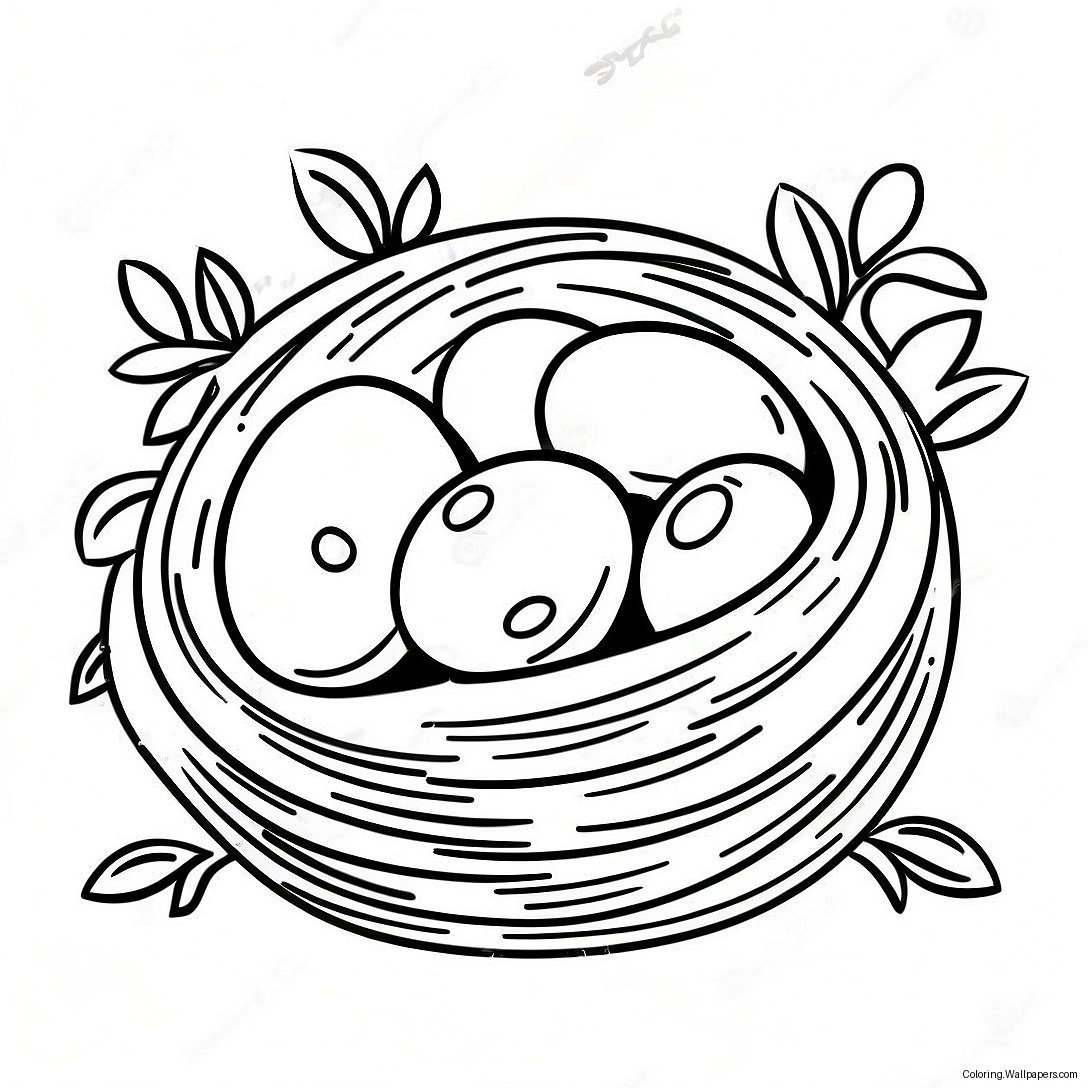 Bird Nest With Colorful Eggs Coloring Page 28011