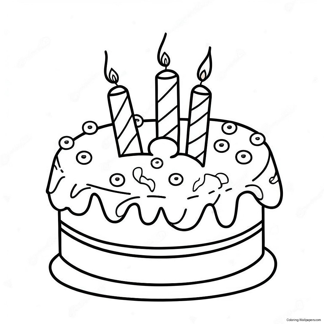 Birthday Cake With Colorful Candles Coloring Page 16096