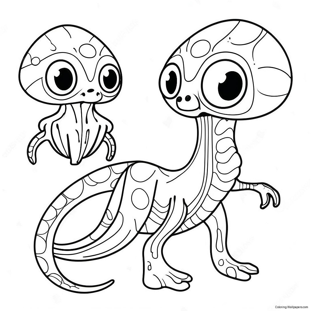 Bizarre Alien Creature Coloring Page 8670