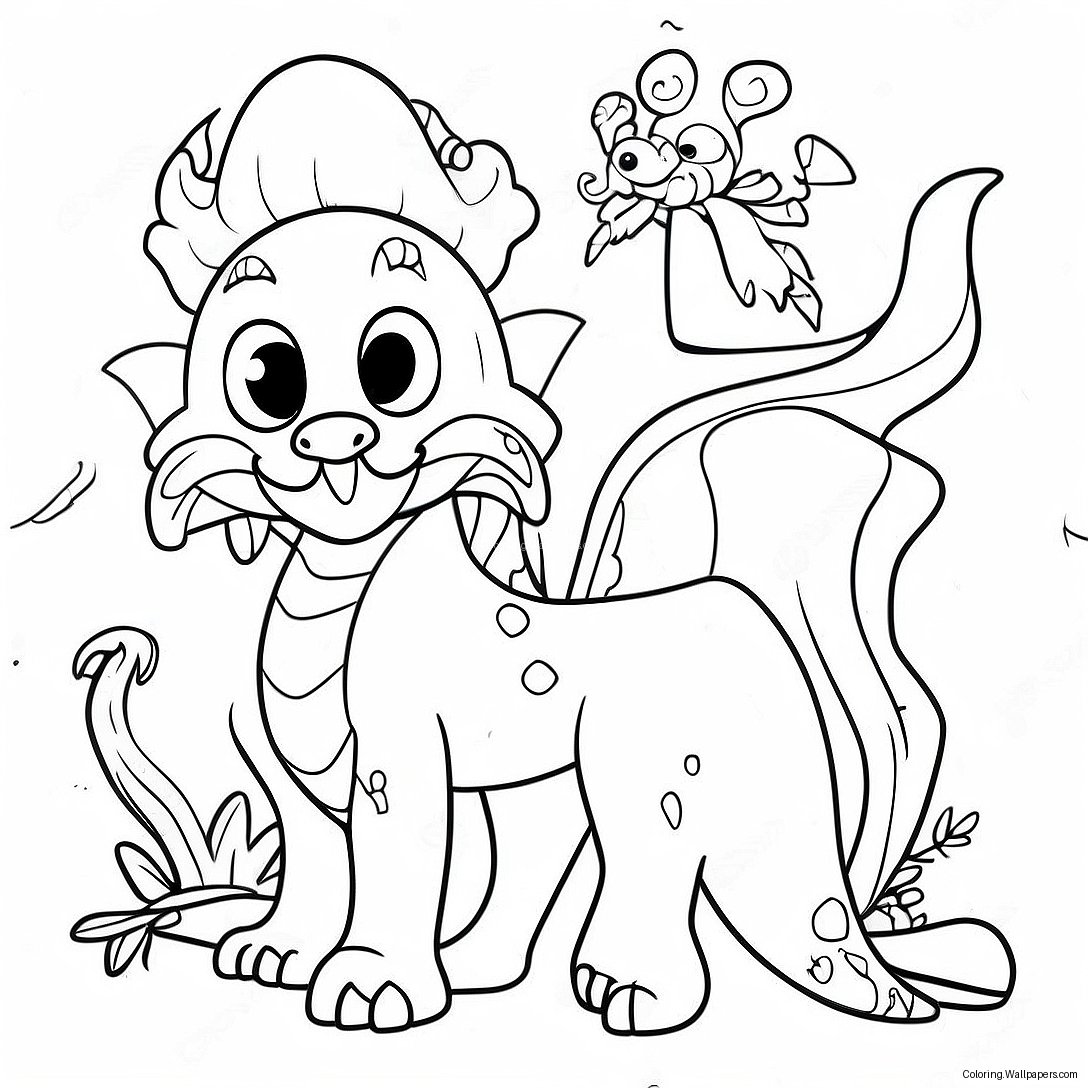 Black Background Fantasy Creatures Coloring Page 19146