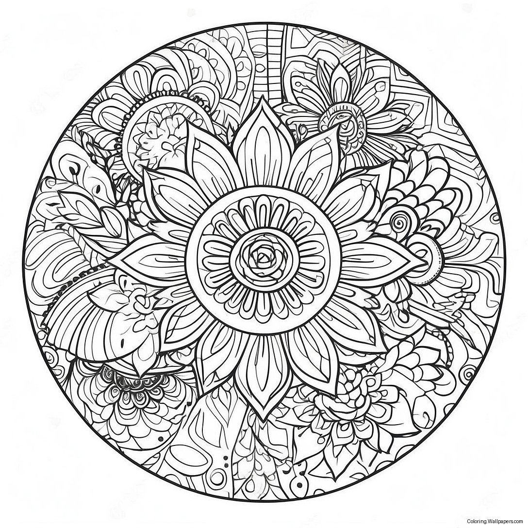 Black Background Mandala Coloring Page 19140