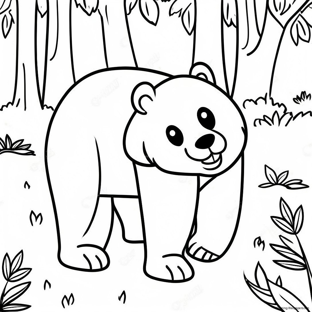 Orso Nero In Una Foresta Da Colorare 39374