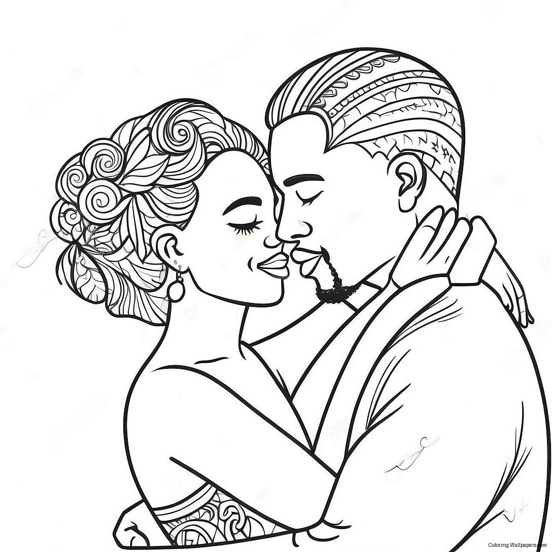 Black Love Couple Embracing Coloring Page 25077