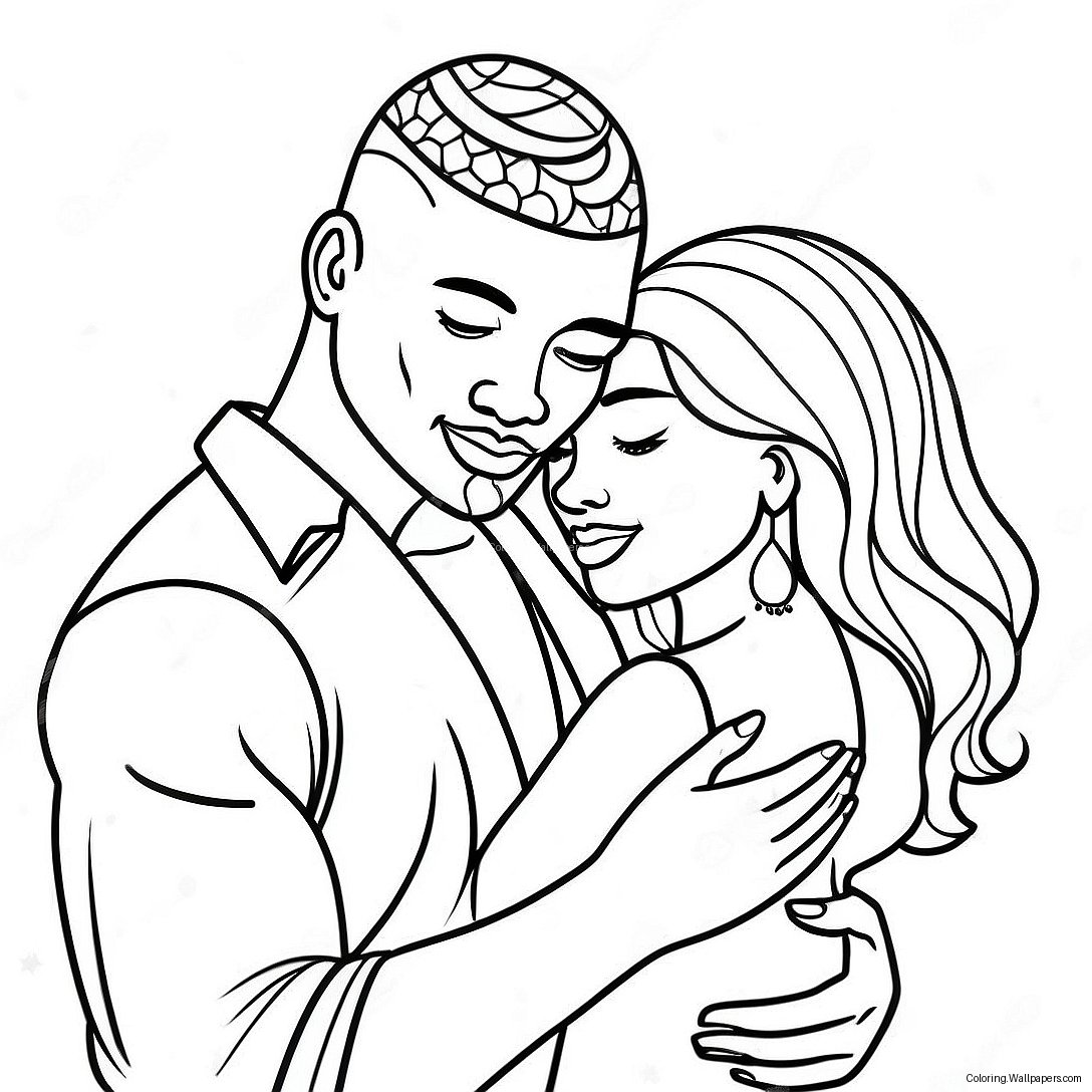 Black Love Couple Embracing Coloring Page 25080