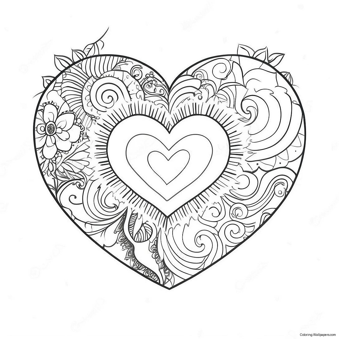 Black Love Heart Coloring Page 25084