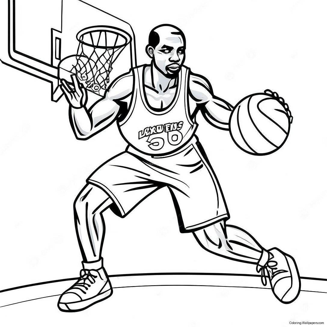 Página Para Colorear De Hombre Negro Jugando Baloncesto 27366