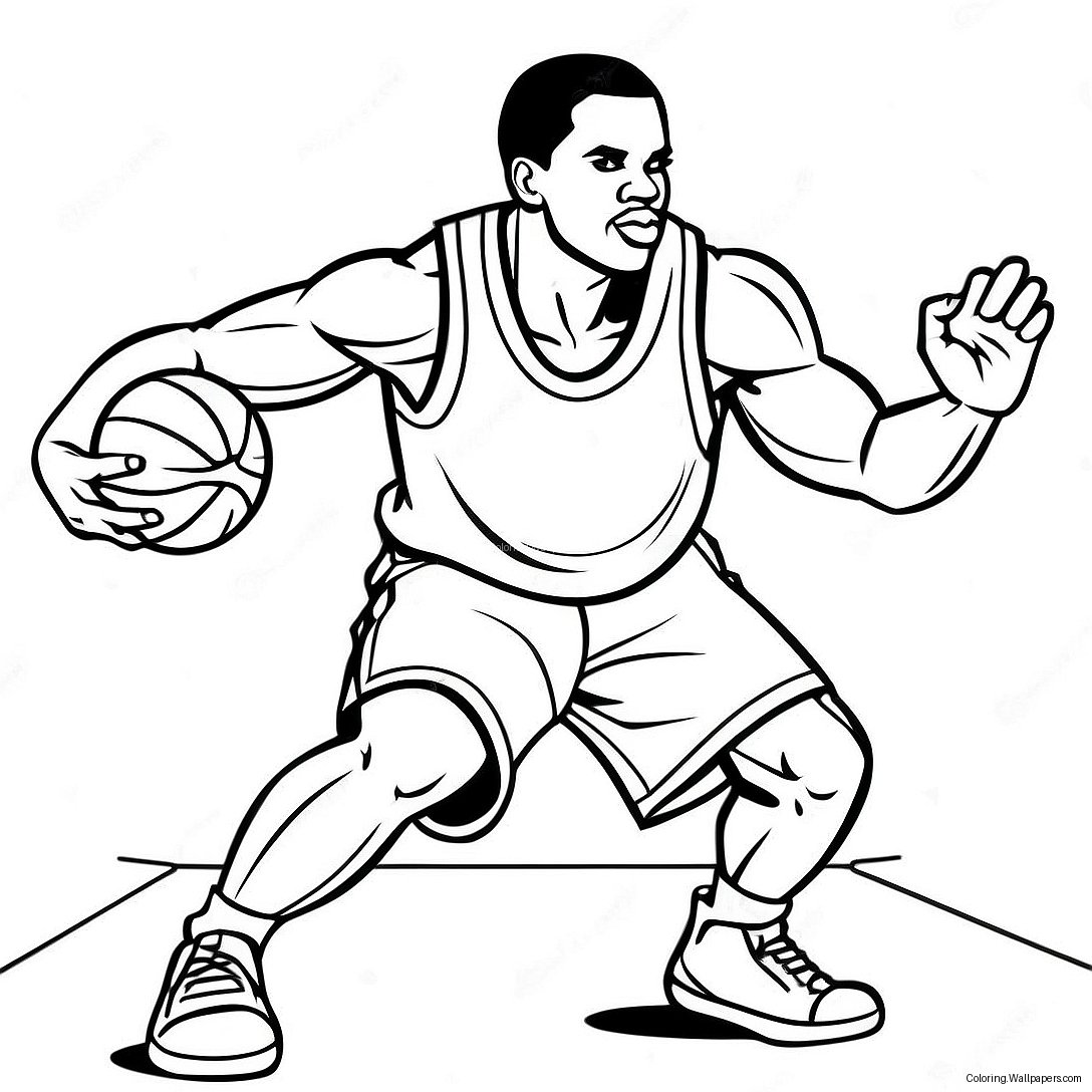 Página Para Colorear De Hombre Negro Jugando Baloncesto 27368