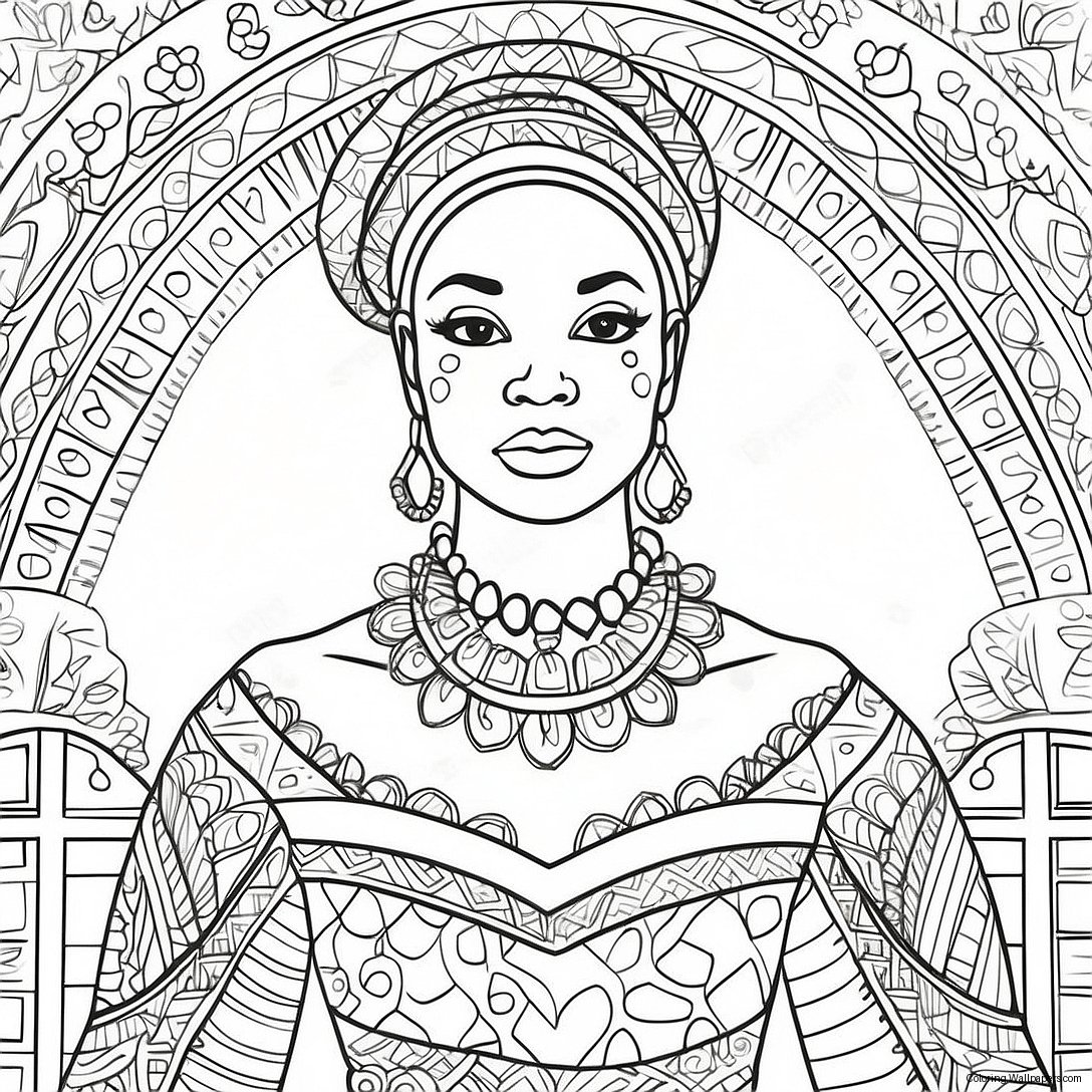 Black Woman In Traditional Attire Coloring Page 33527