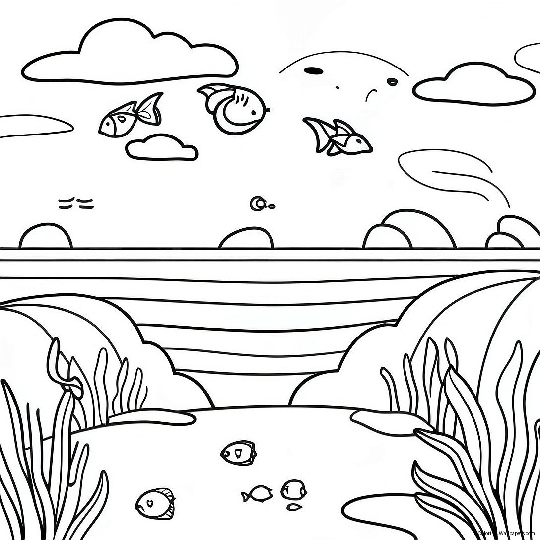 Blue Ocean Scene Coloring Page 2371