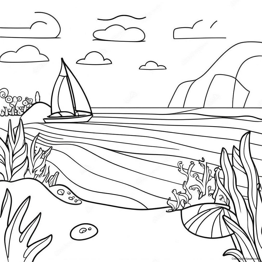 Blue Ocean Scene Coloring Page 2372