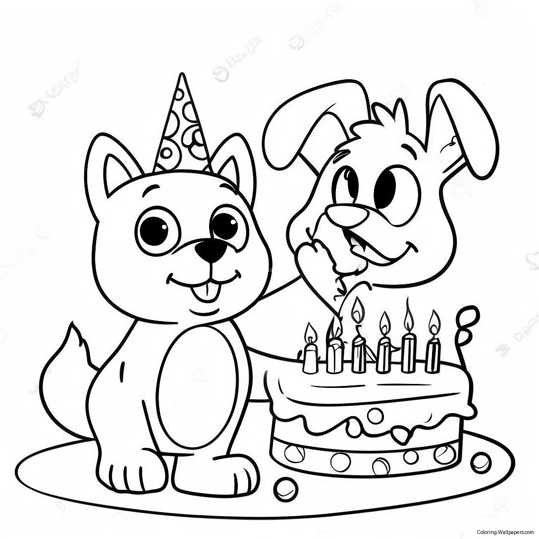 Bluey And Bingo Birthday Celebration Coloring Page 6061