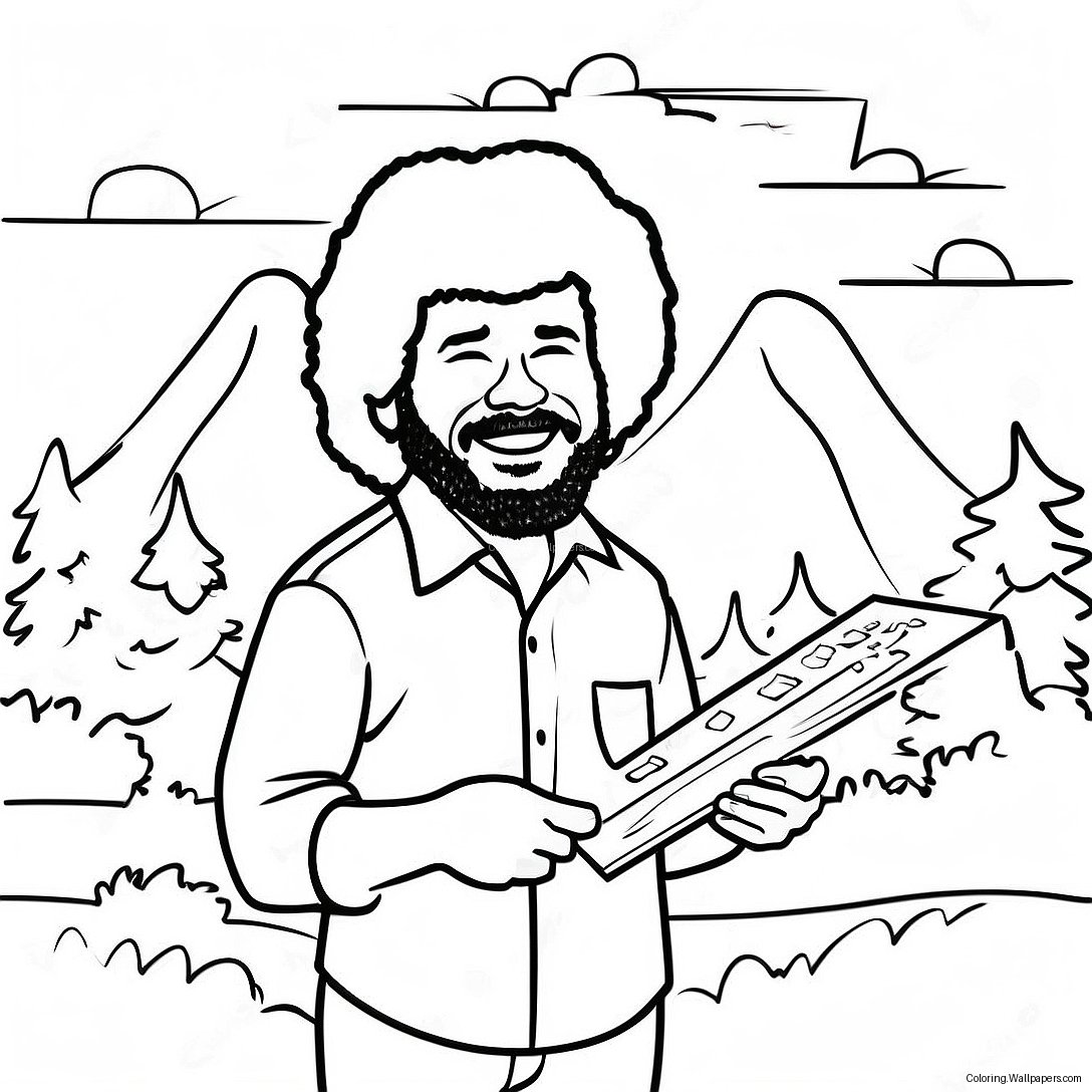 Pagini De Colorat Cu Bob Ross 44691