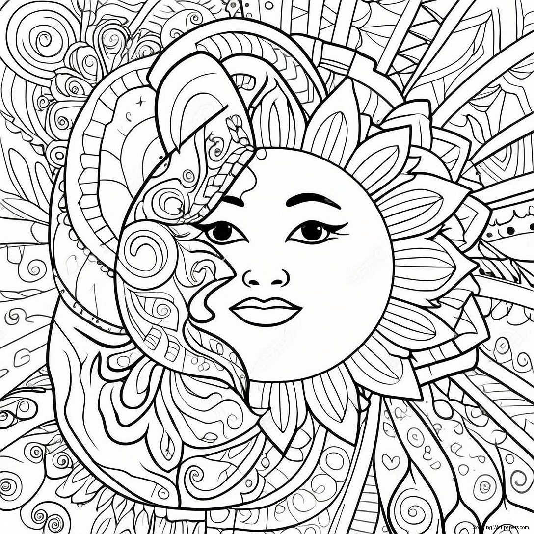 Bohemian Sonne Und Mond Mandala Ausmalbild 7301