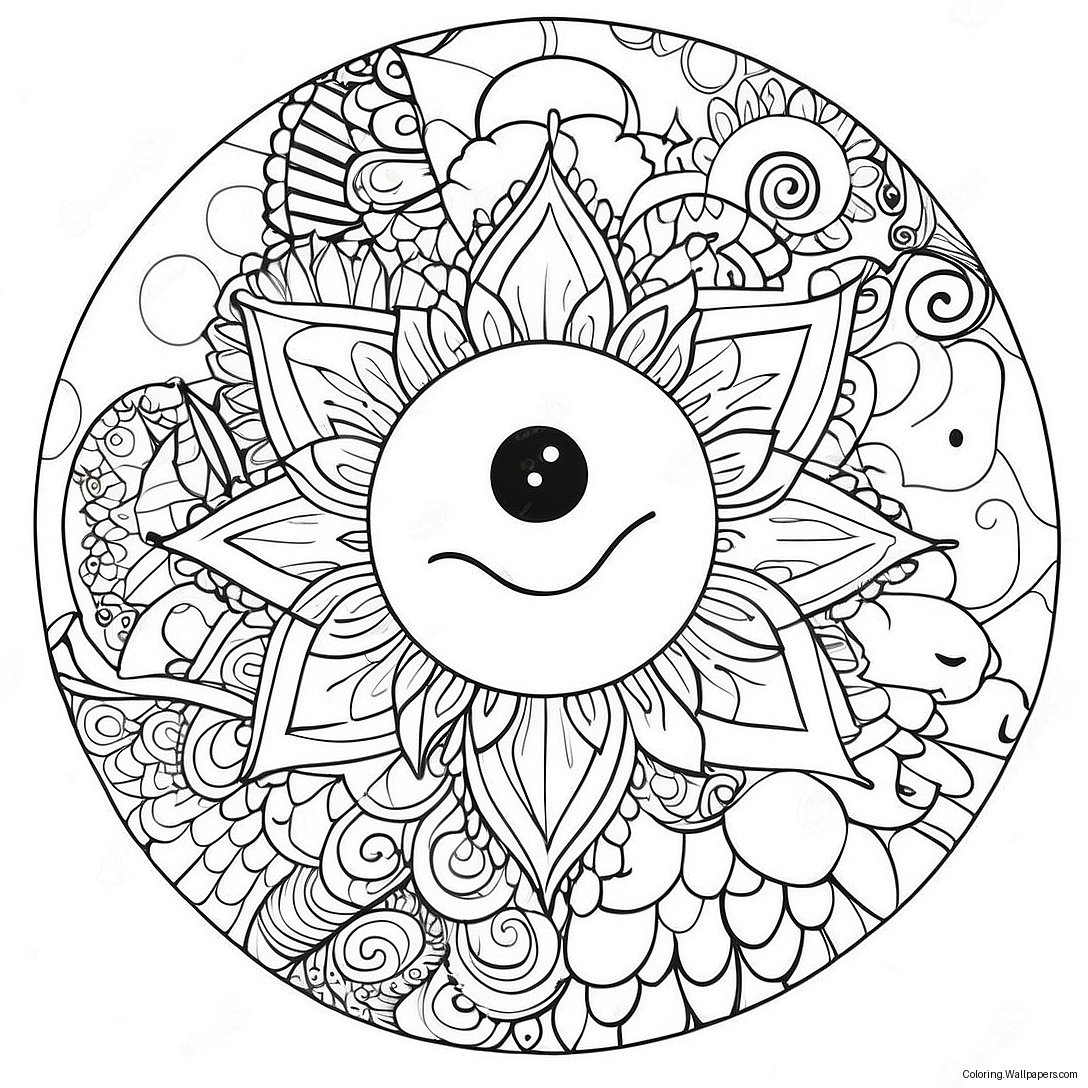 Bohemian Sun And Moon Mandala Coloring Page 7302