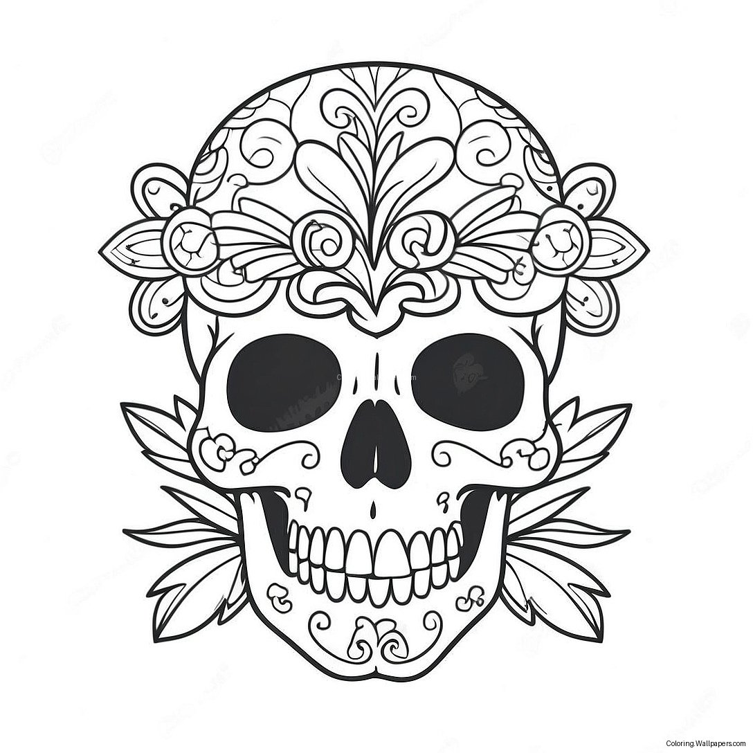 Bold American Traditional Skull Tattoo Coloring Page 29697