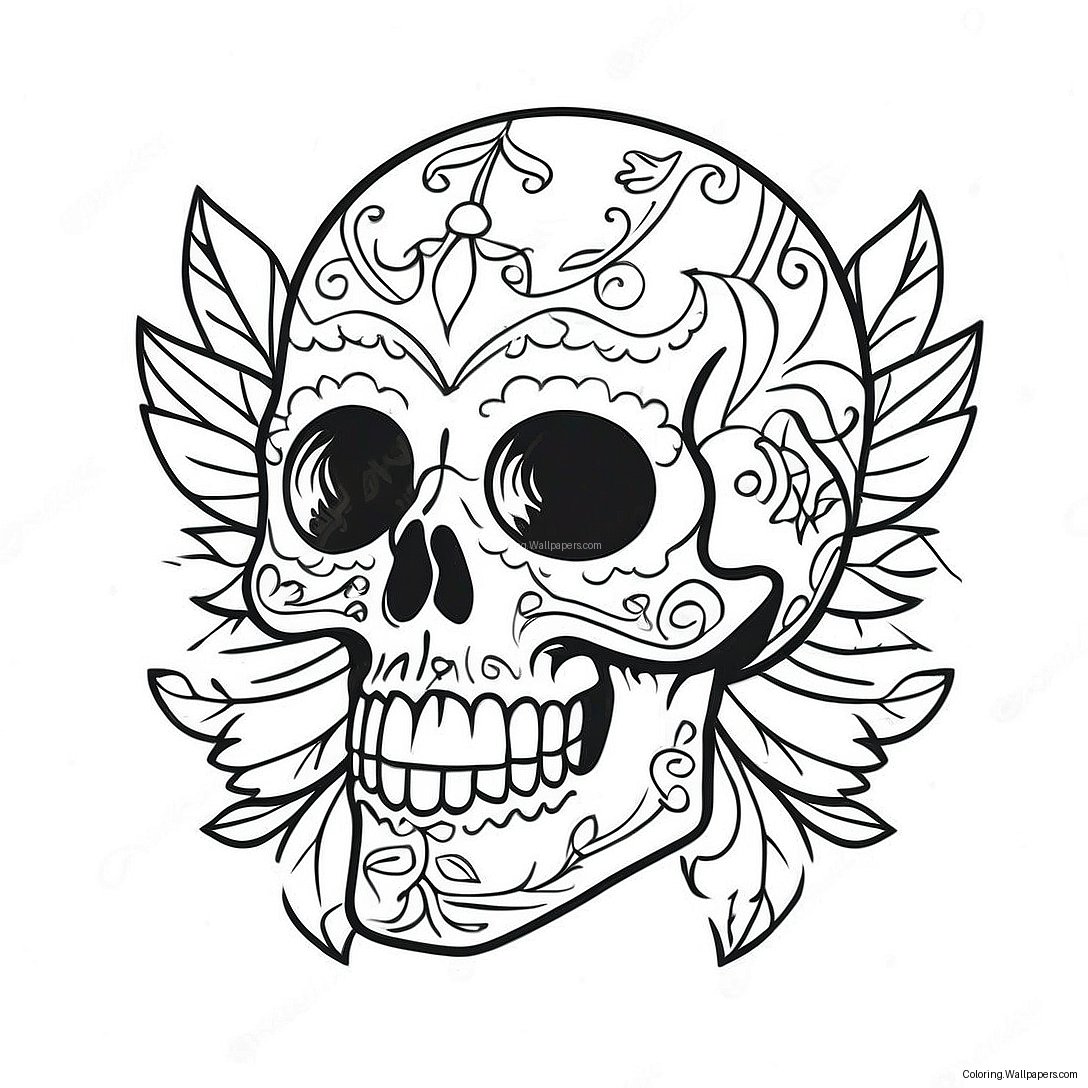 Bold American Traditional Skull Tattoo Coloring Page 29699