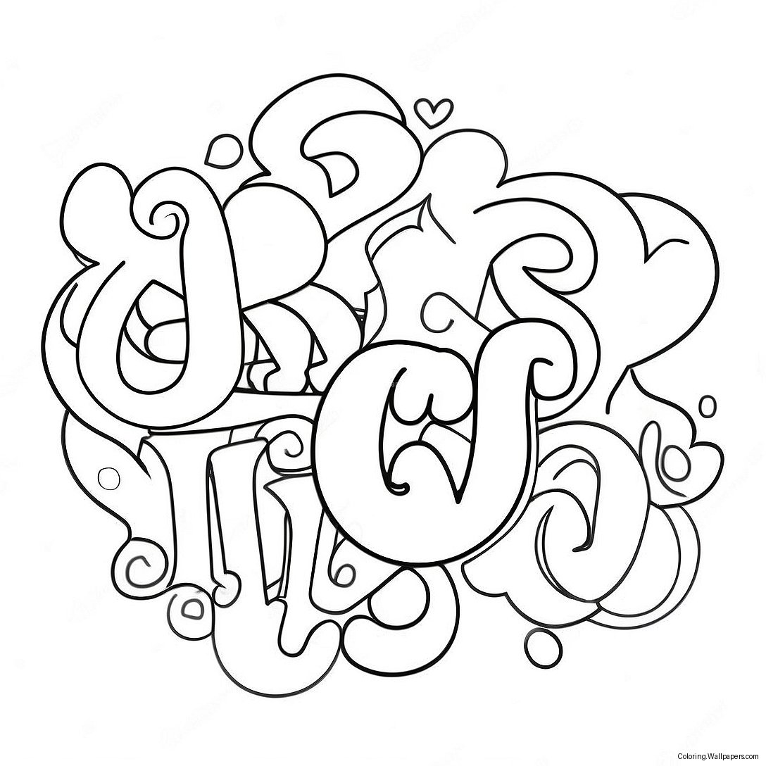 Bold Bubble Letters Coloring Page 10492