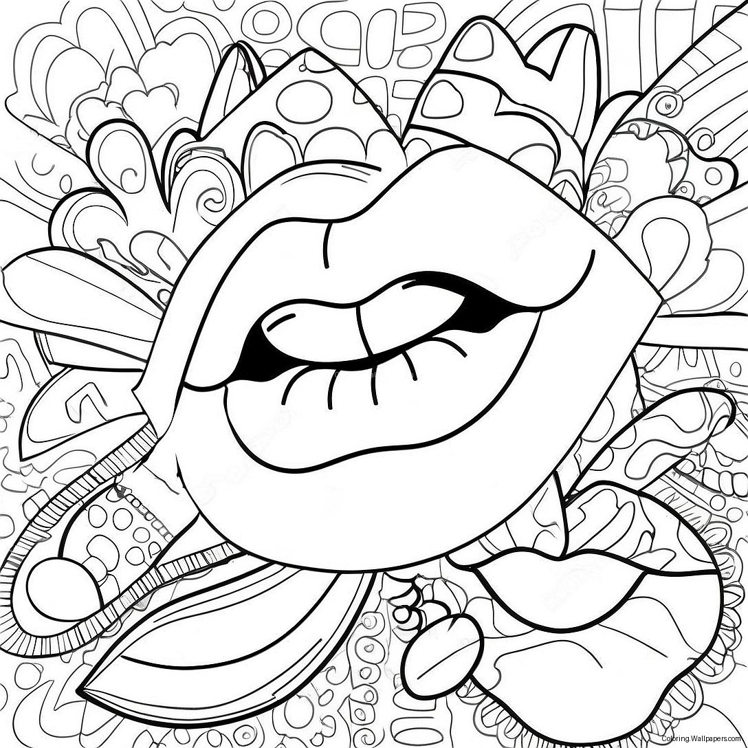 Bold Pop Art Lips Coloring Page 43000