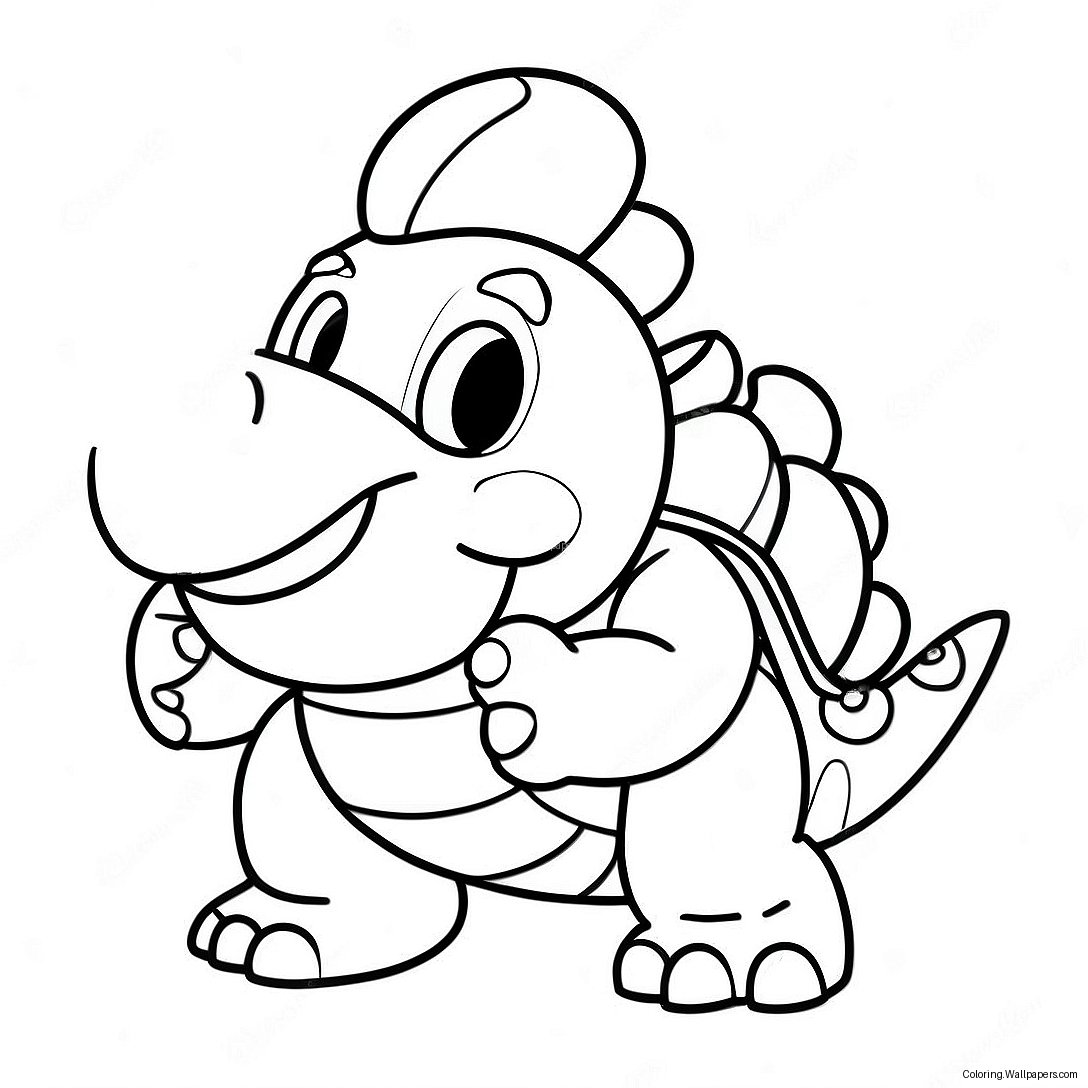 Bowser Jr Med Farverig Skjold Farvelægningsside 10381