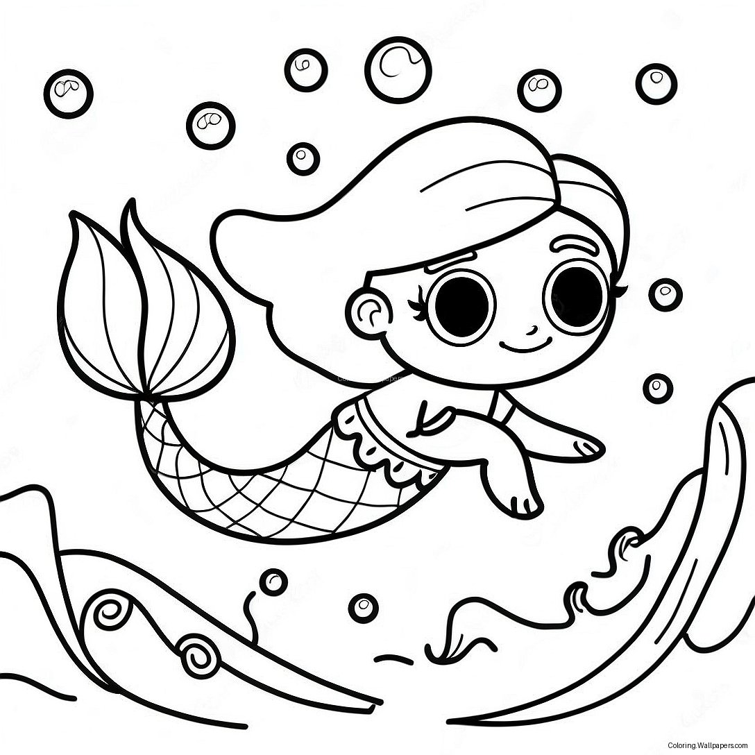 Boy Mermaid Swimming In The Ocean Coloring Page 23799