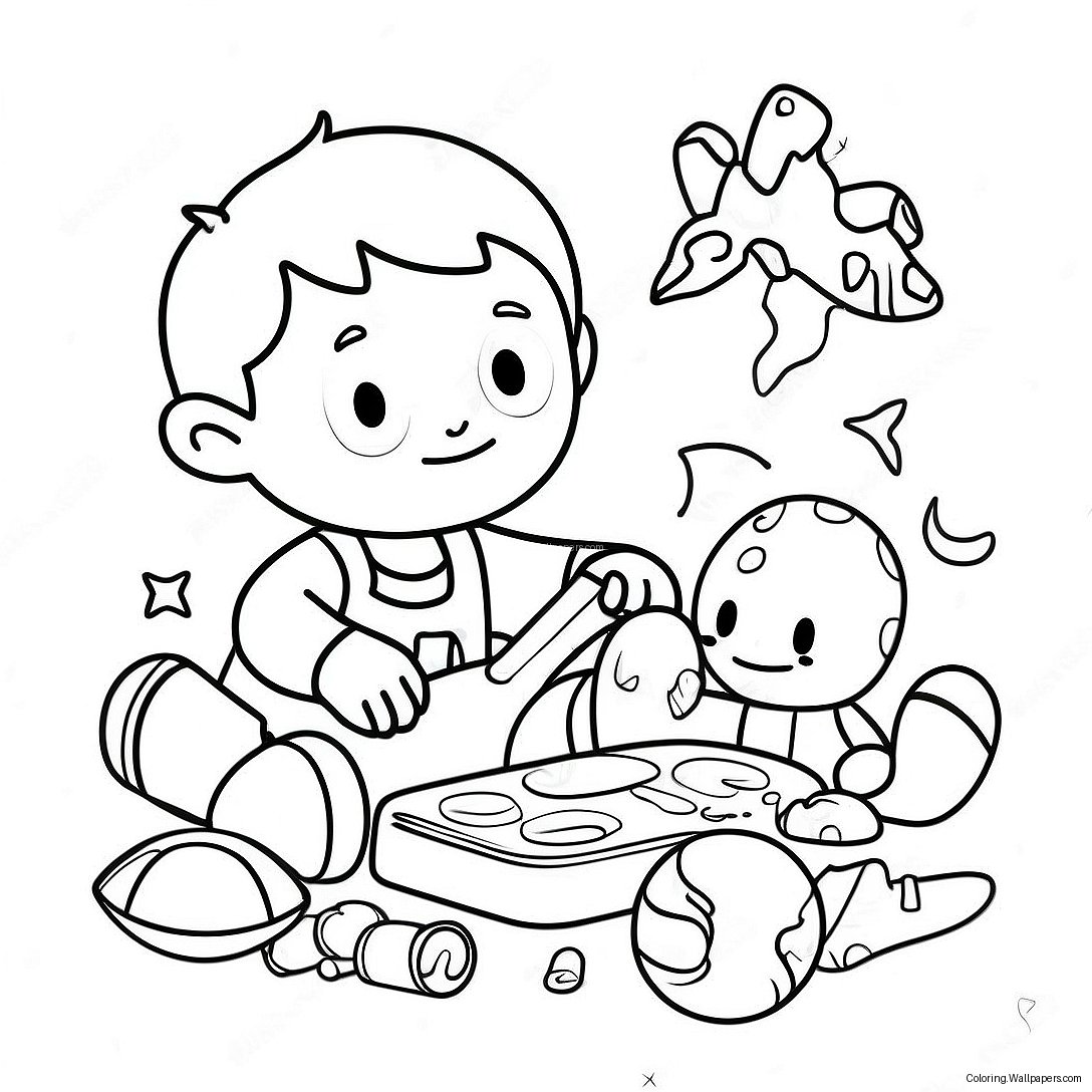 Boy Playing With Toys Coloring Page 38622