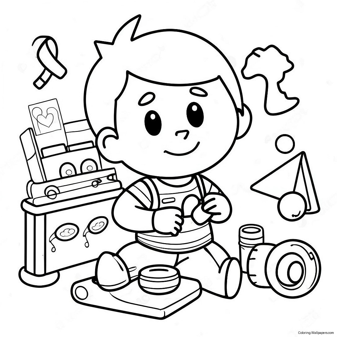 Boy Playing With Toys Coloring Page 38624