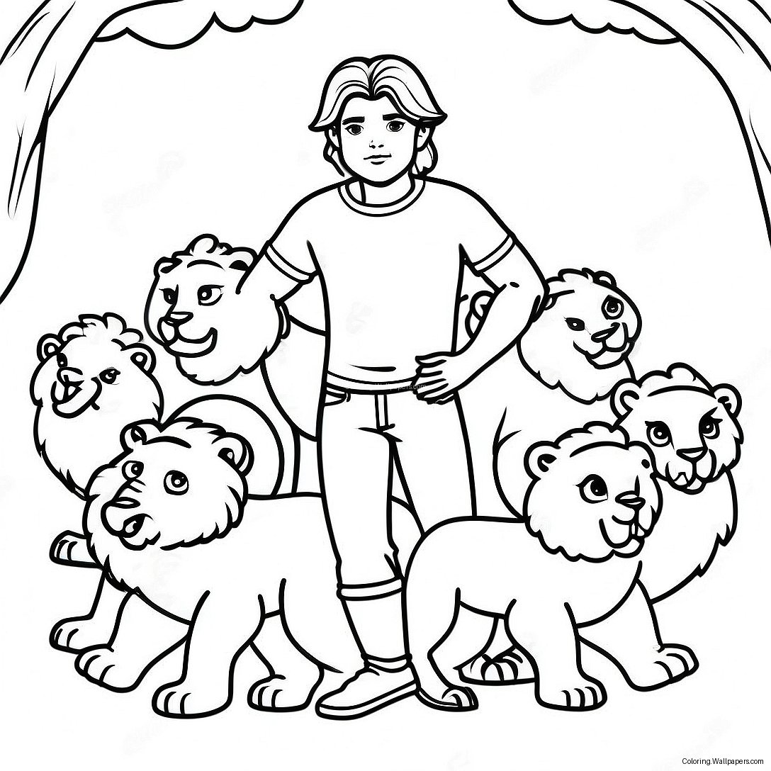 Brave Daniel Surrounded By Lions Coloring Page 15458