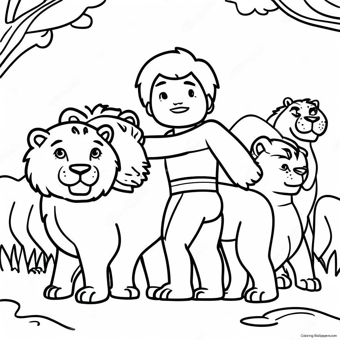 Brave Daniel Surrounded By Lions Coloring Page 15459