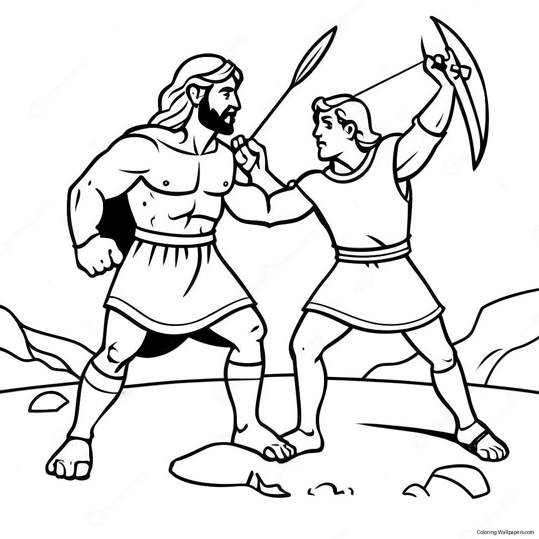 Brave David Defeating Goliath Coloring Page 34240