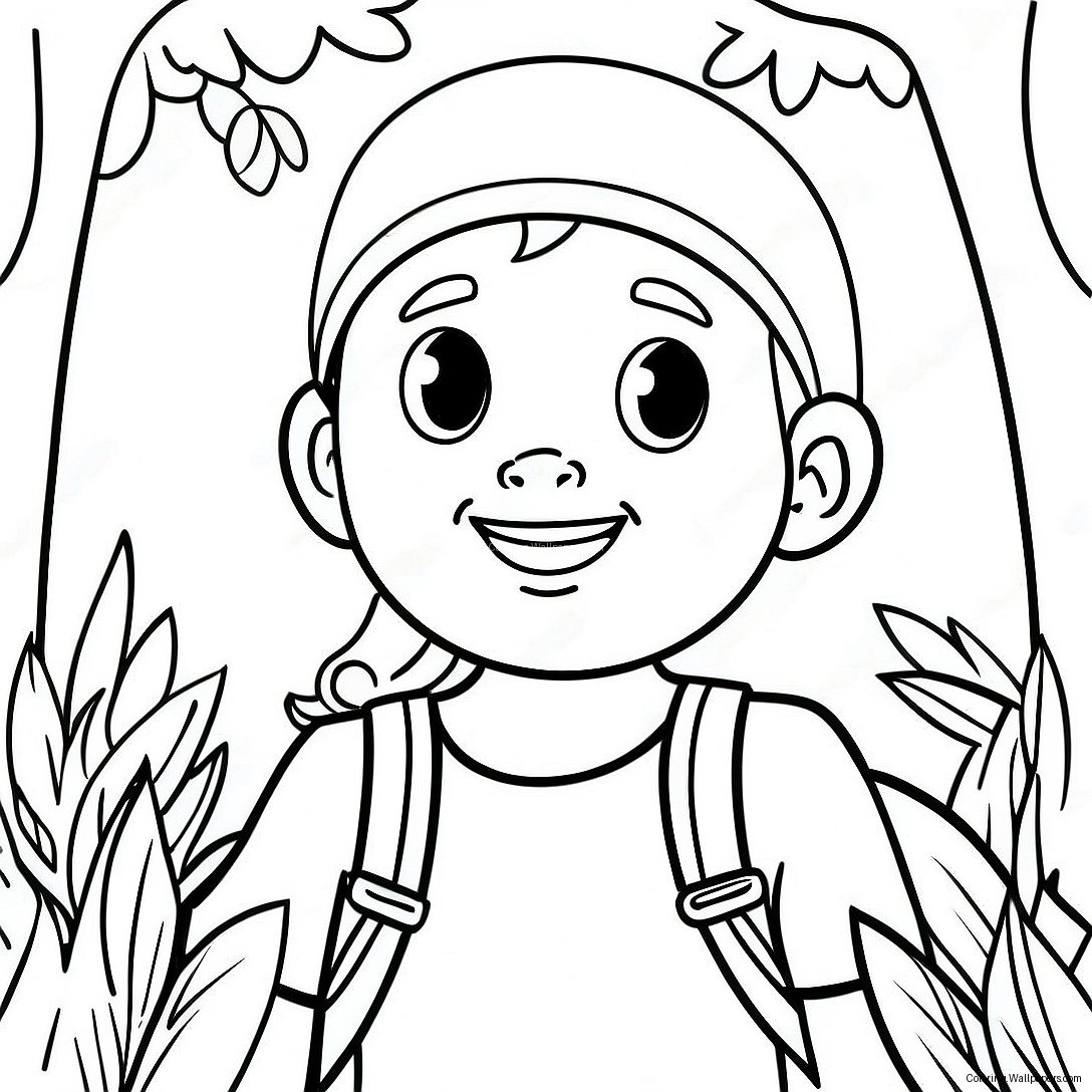 Brave Explorer In Jungle Coloring Page 29575