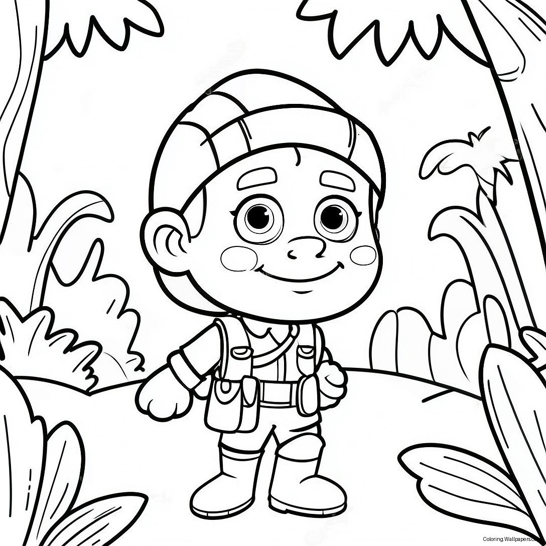 Brave Explorer In Jungle Coloring Page 29576