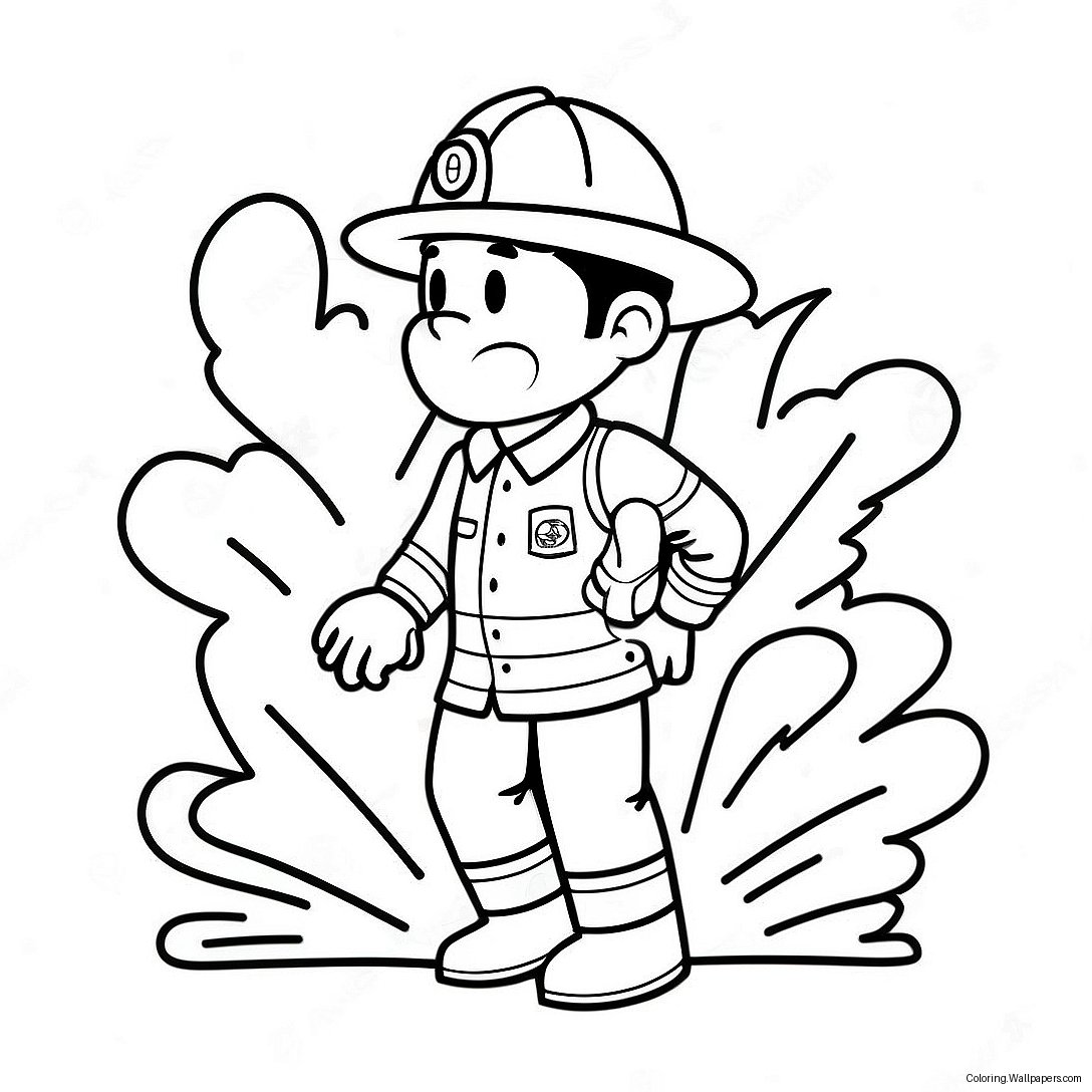 Brave Firefighter In Action Coloring Page 1754