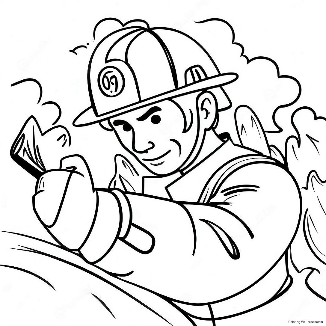 Brave Firefighter In Action Coloring Page 1756