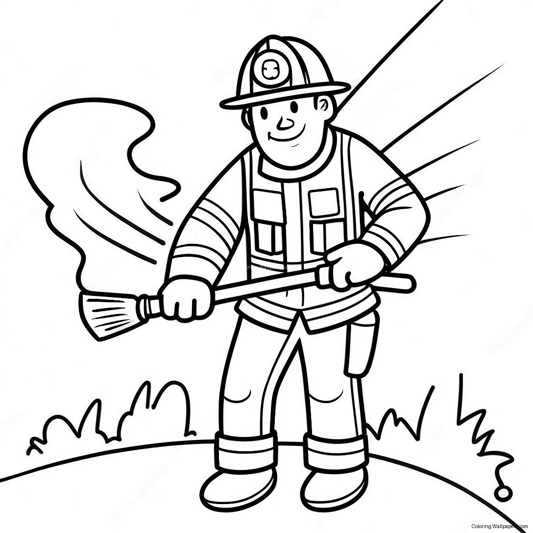 Brave Firefighter In Action Coloring Page 26890