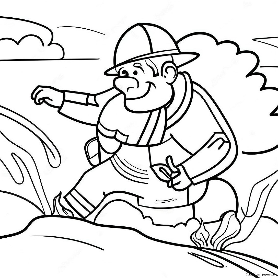 Brave Firefighter In Action Coloring Page 26891