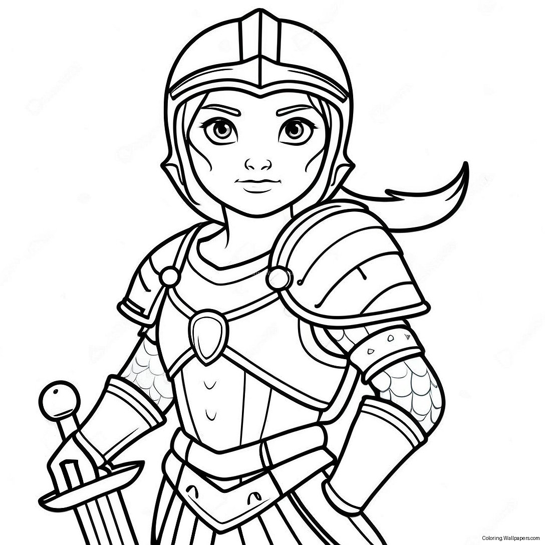 Brave Nella In Armor Coloring Page 44291