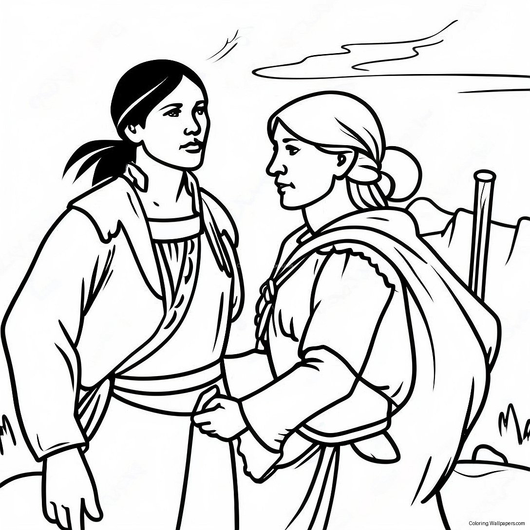 Cesur Sacagawea Lewis Ve Clark'ı Yönlendiriyor Boyama Sayfası 38567