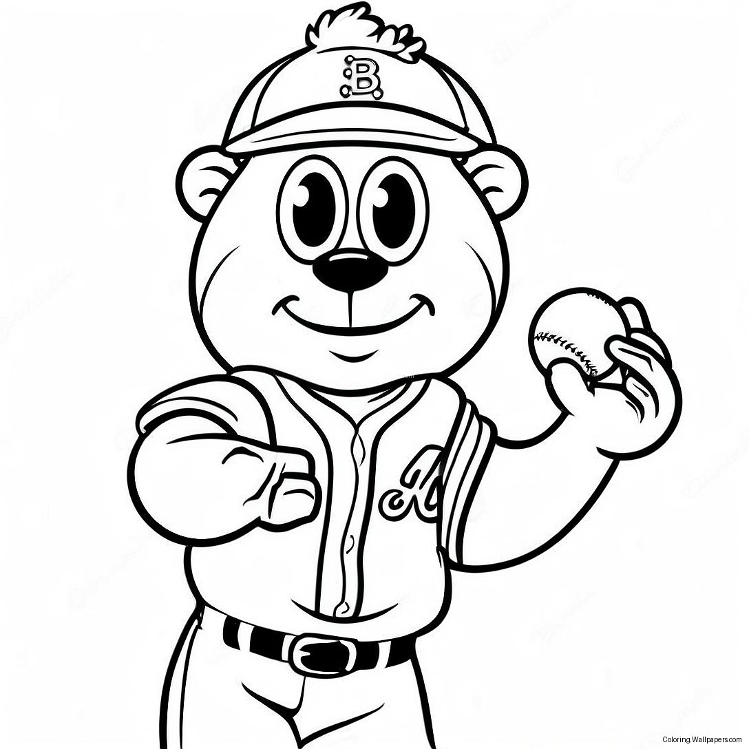 Braves Maskot Med Baseboll Målarbild 10213