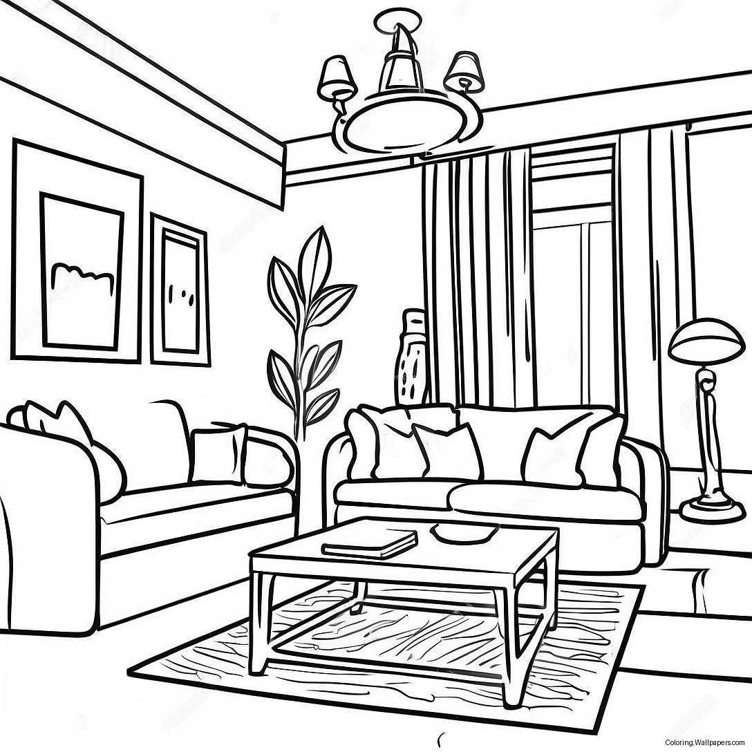 Bright Living Room Coloring Page 7526