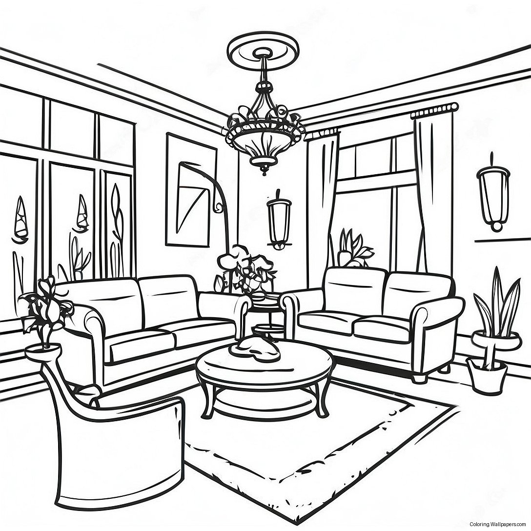 Bright Living Room Coloring Page 7527