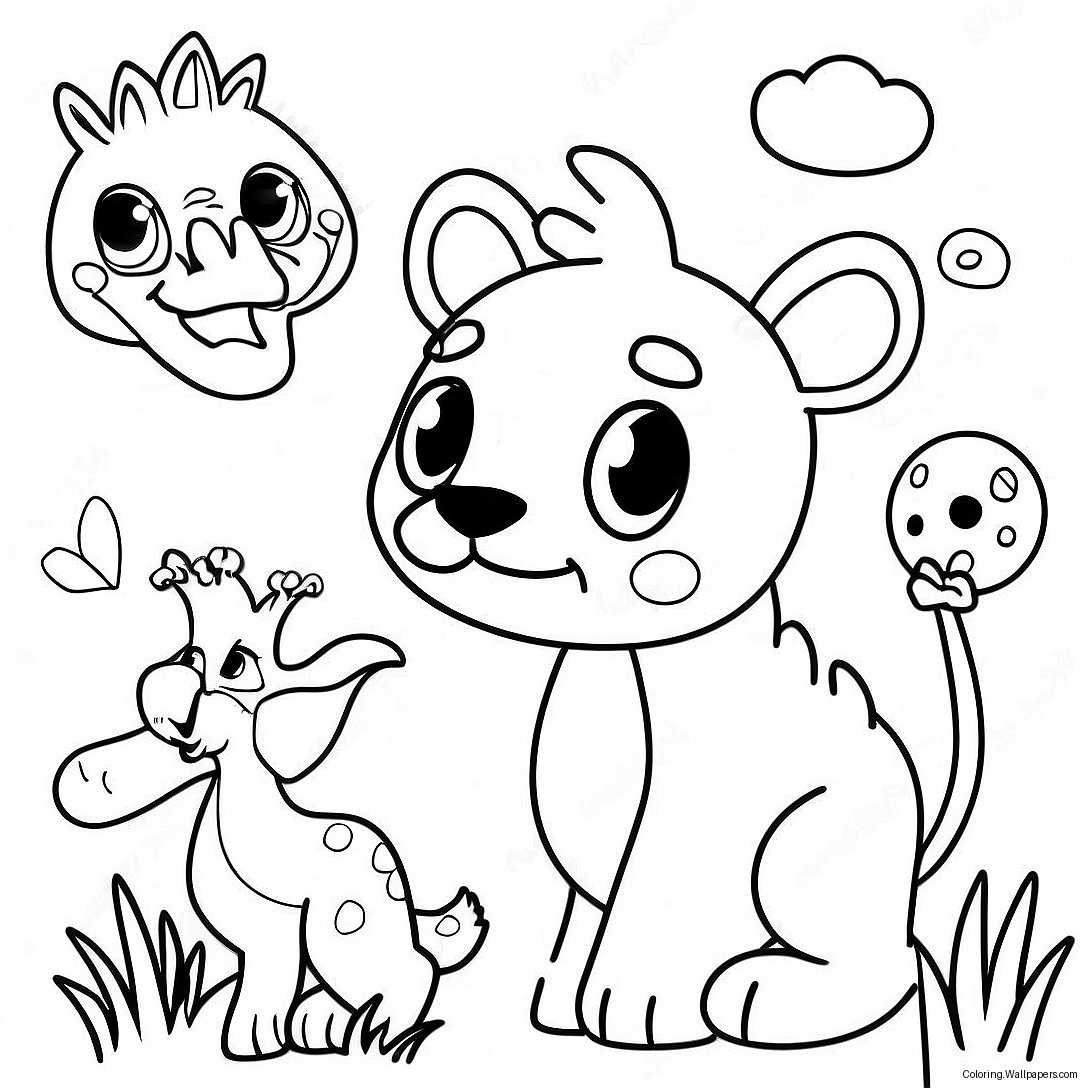 Bright Neon Animals Coloring Page 42440