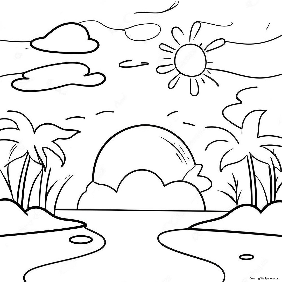 Bright Orange Sunset Coloring Page 11333