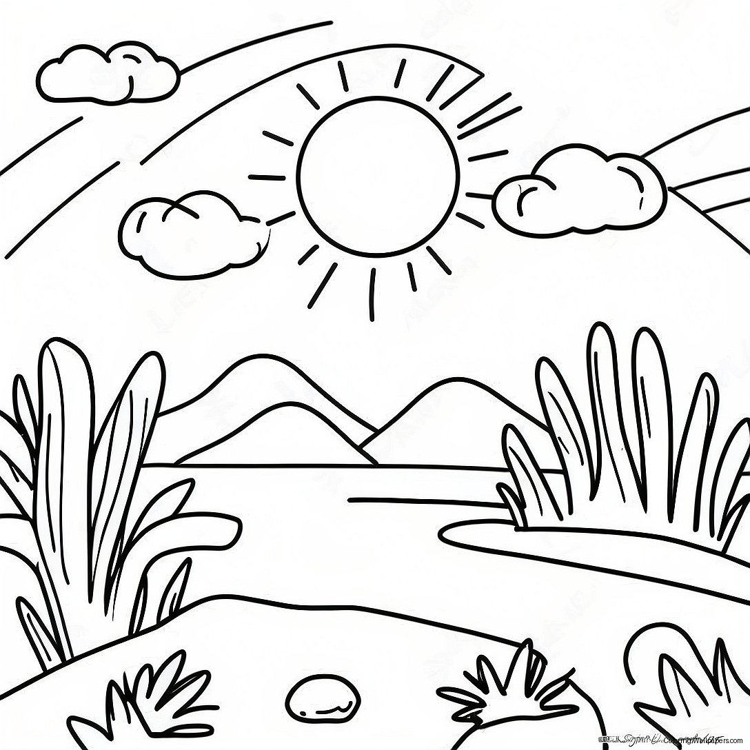 Bright Orange Sunset Coloring Page 11336